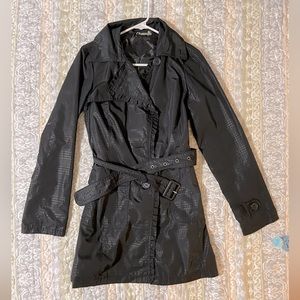 JouJou brand black wrap/ button up trench coat- used once or twice-size medium